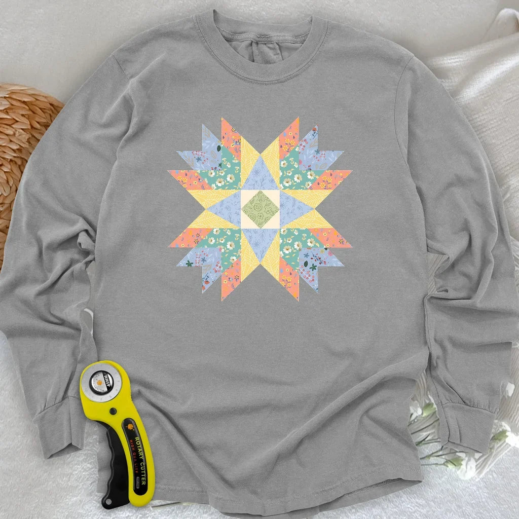 Floral Star Quilt Long Sleeve T-shirt