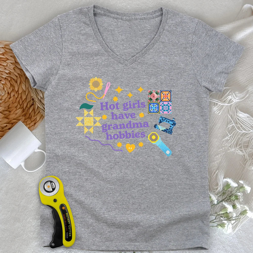 Grandma Hobbies Lady V-neck