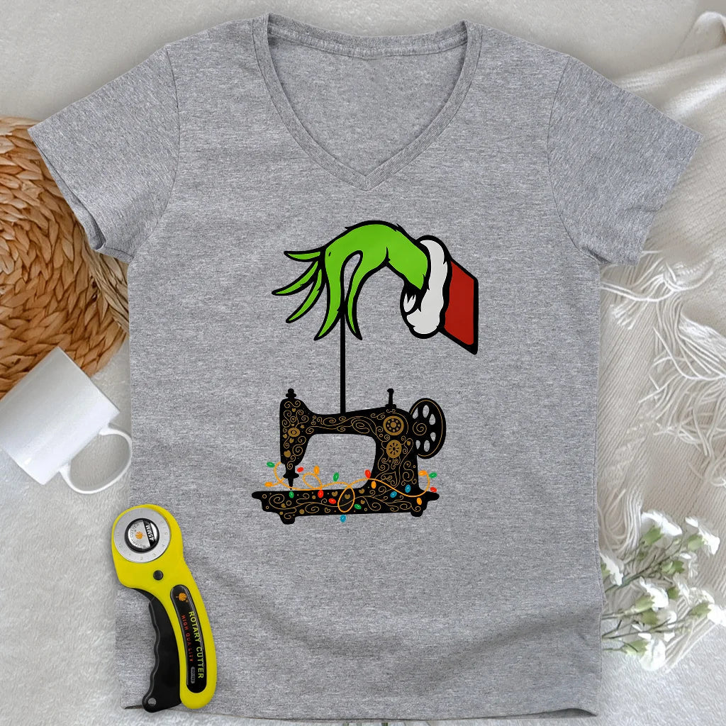 Grinch Stole Stitches Lady V-neck