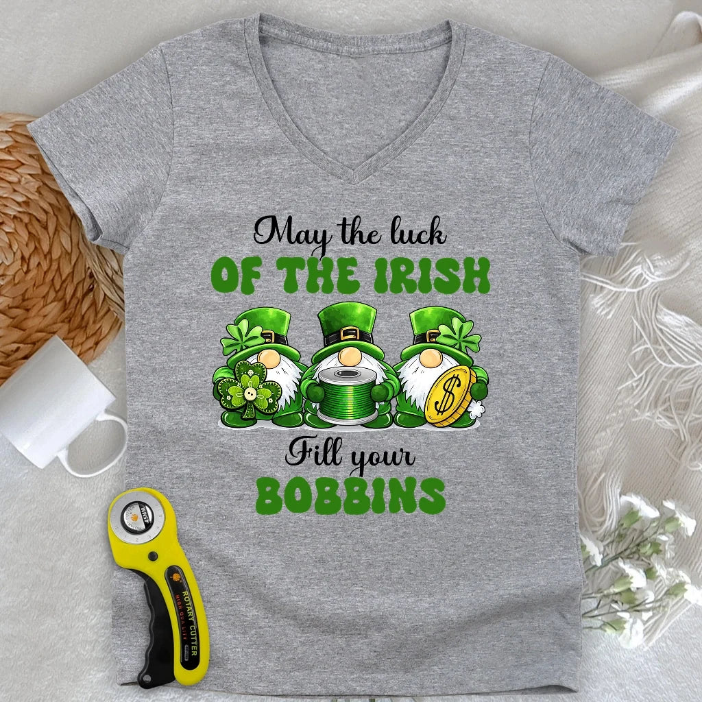Lucky Bobbin Blessings Lady V-neck