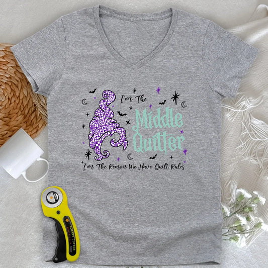 Middle Quilter Lady V-neck