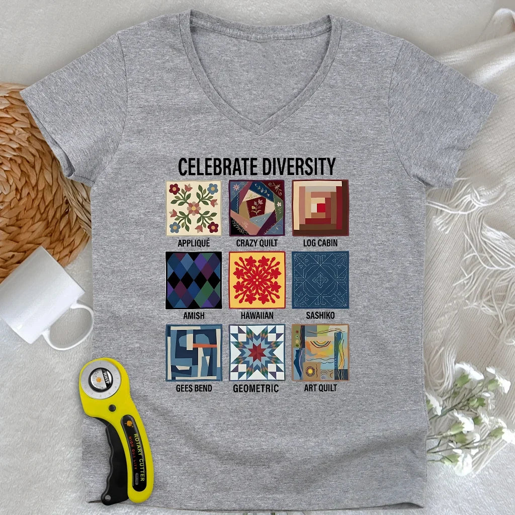 Patchwork Diversity Lady V-neck