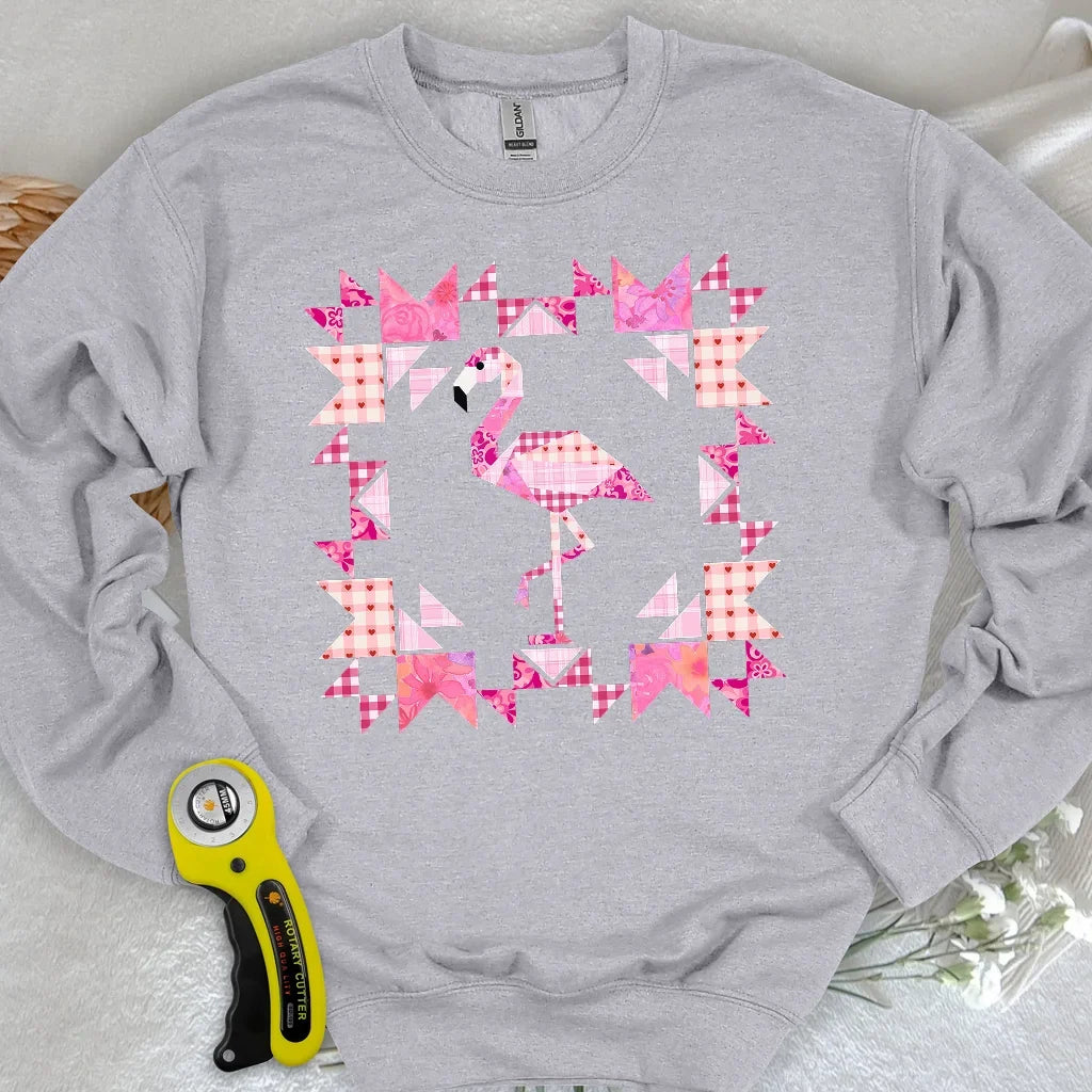 Patchwork Flamingo Panel Sweatshirt