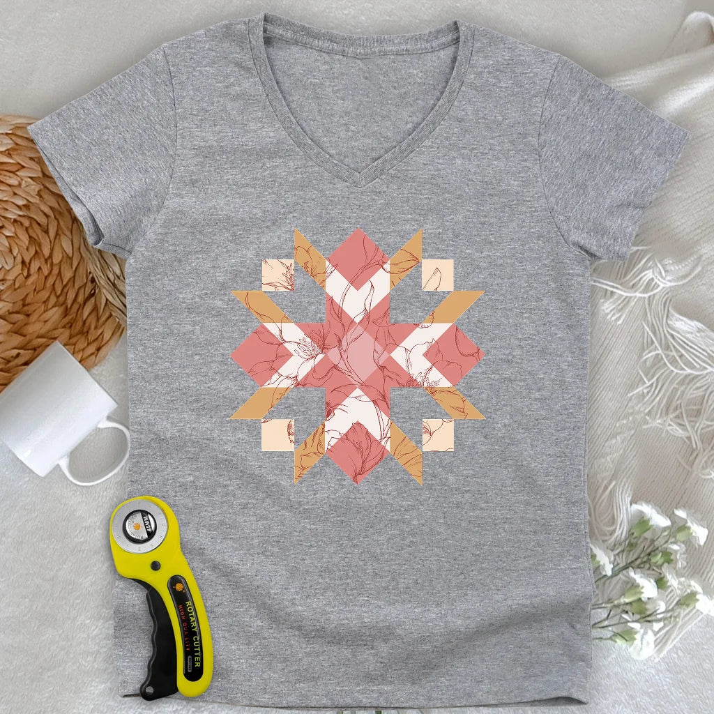 Quilted Botanica Lady V-neck