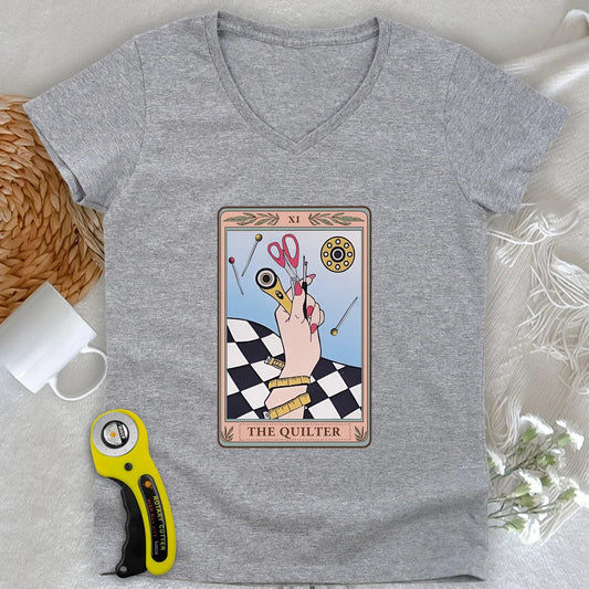 Quilter Tarot Lady V-neck