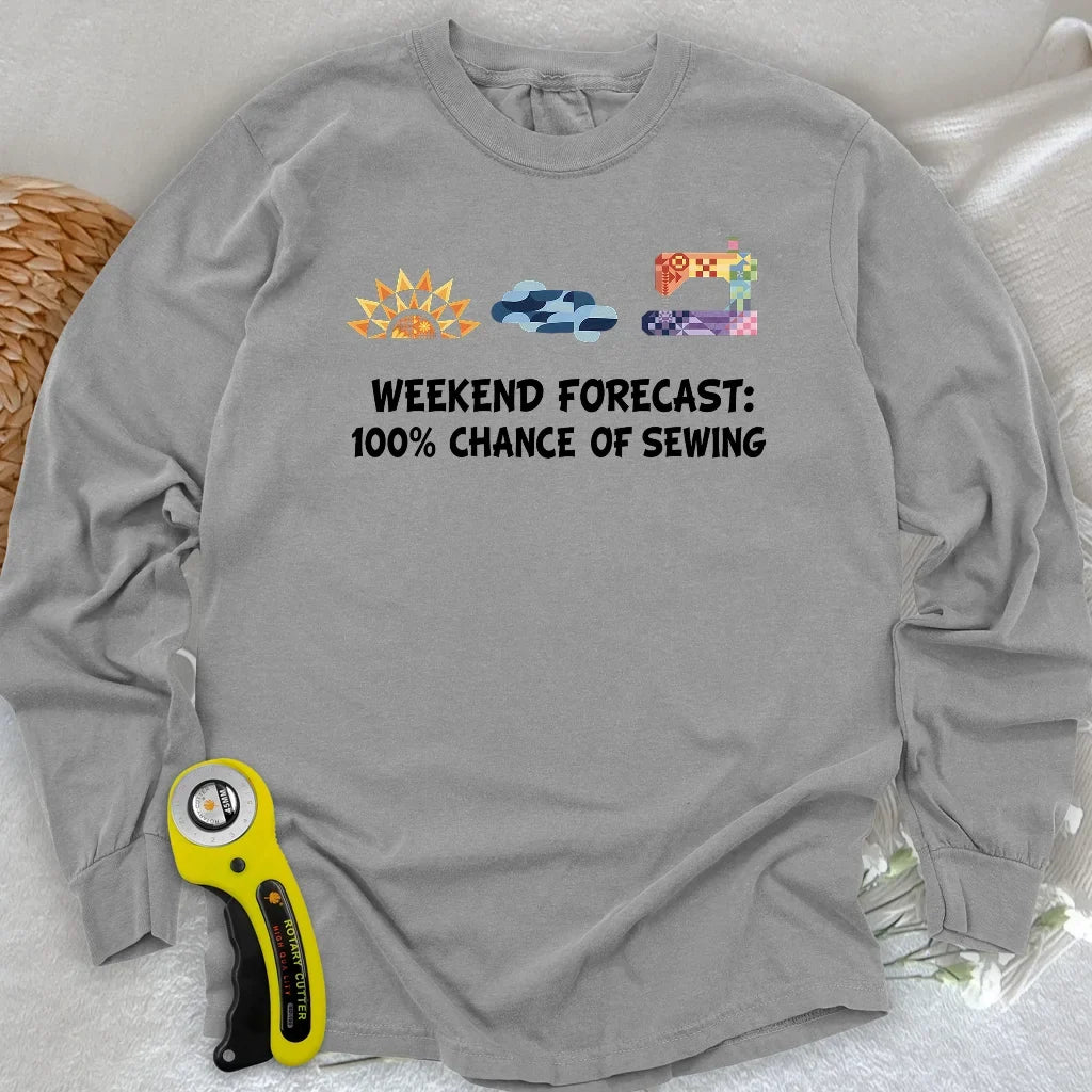 Quilter Weekend Forecast Long Sleeve T-shirt