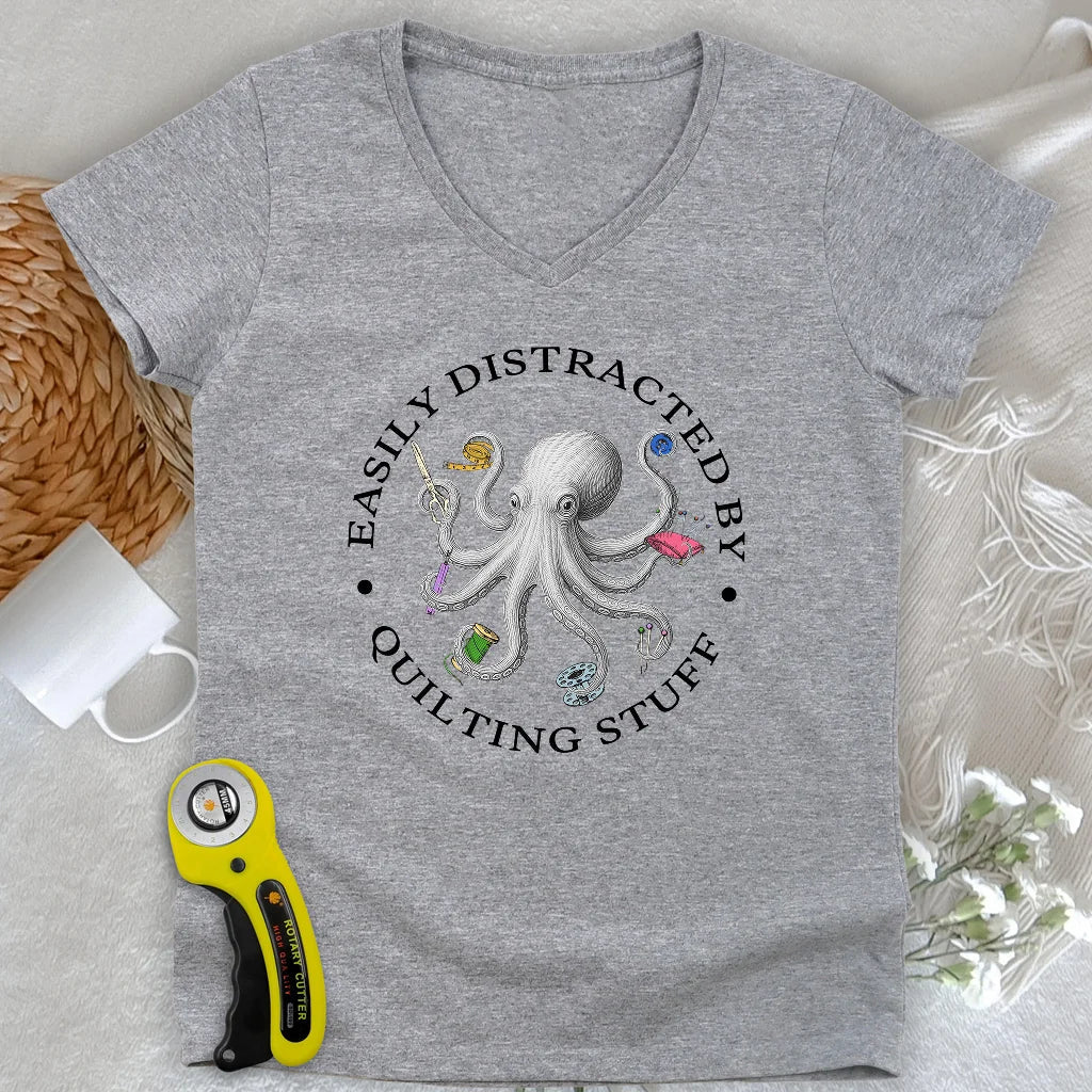 Quiltin Stuff Lady V-neck