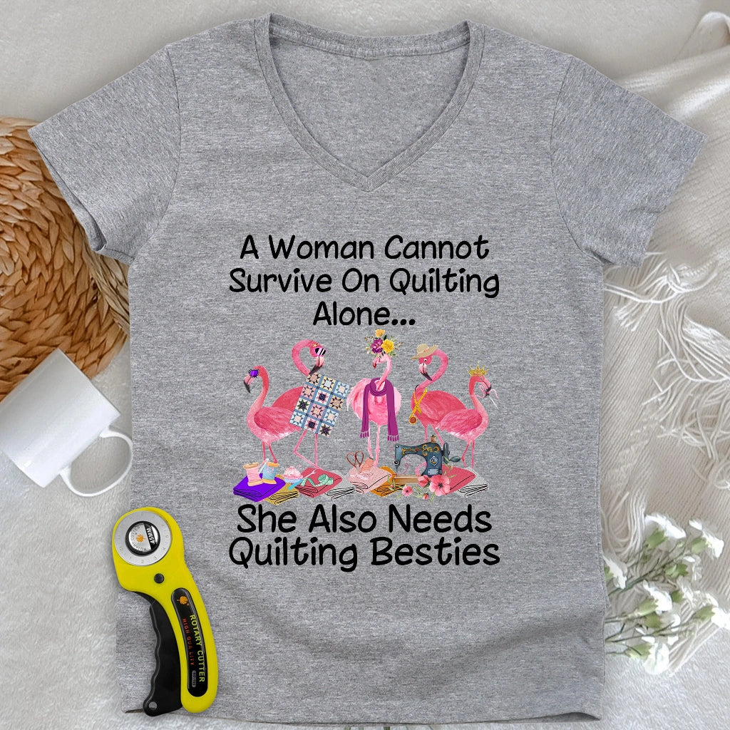 Quilting Besties Lady V-neck