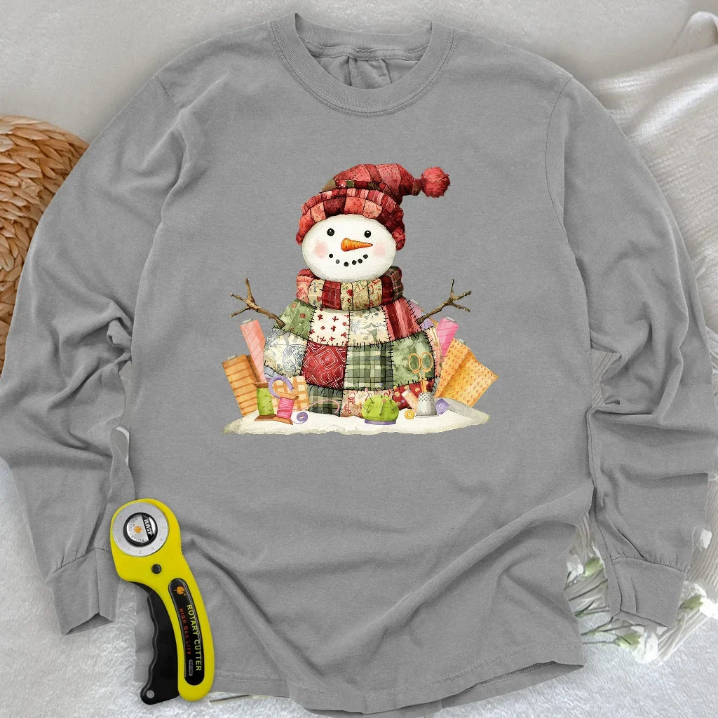 Quilting Snowman Long Sleeve T-shirt