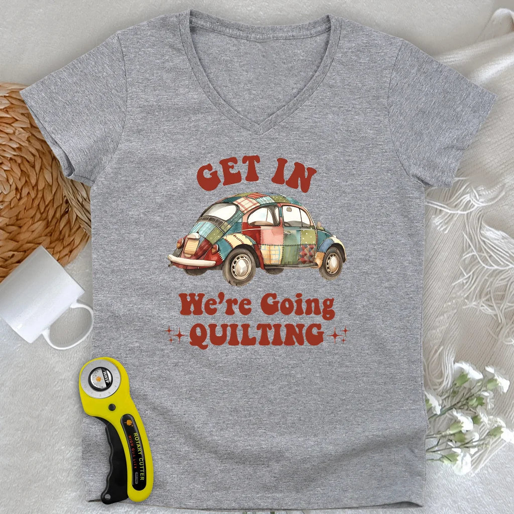 Quilty Road Trip Bug Lady V-neck