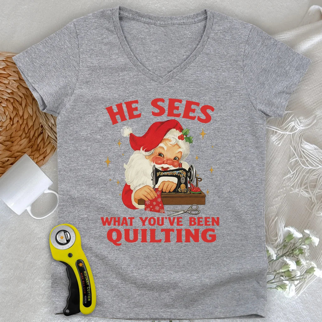 Santa Sees Lady V-neck