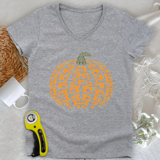 Sewing Machine Pumpkin Lady V-neck