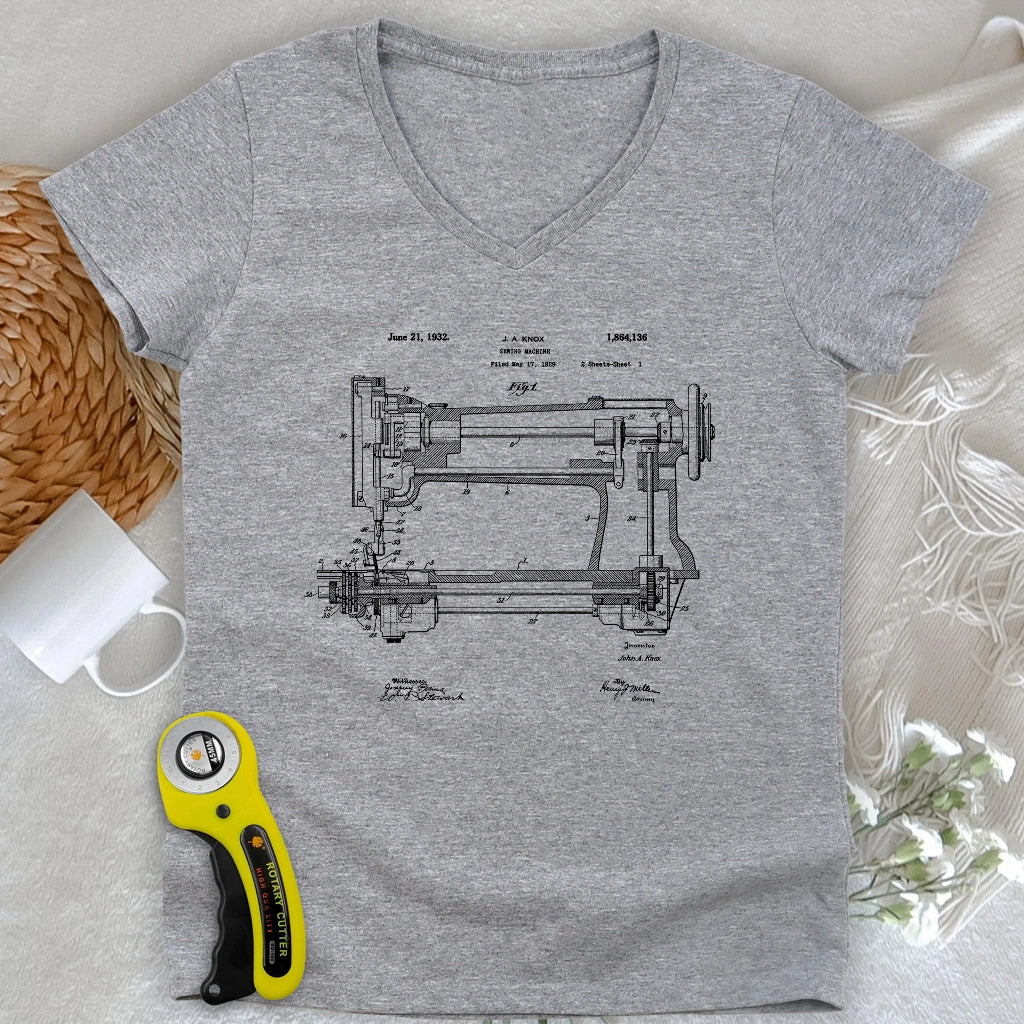 Sewing Machine Lady V-neck