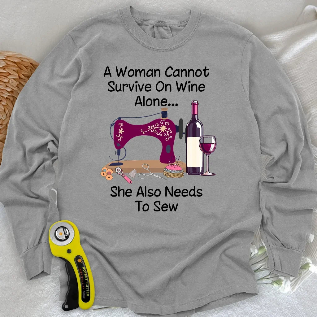 Sewing and Wining Long Sleeve T-shirt