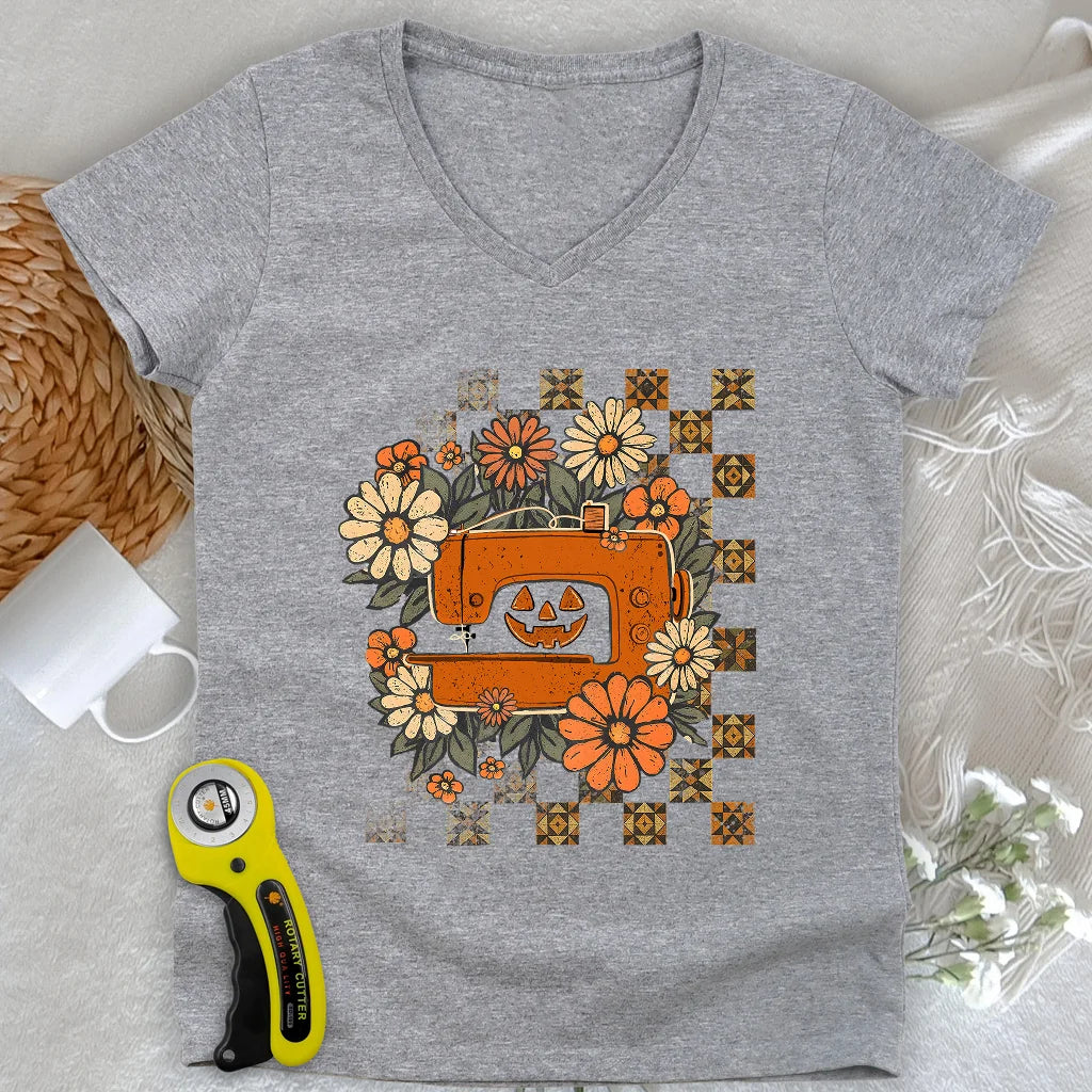 The Jack-o’-Quilter Lady V-neck