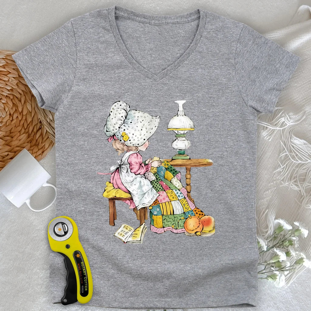 The Little Quilter Lady V-neck