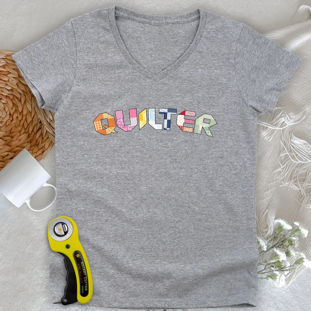 The Quilter's Studio Sampler Lady V-neck