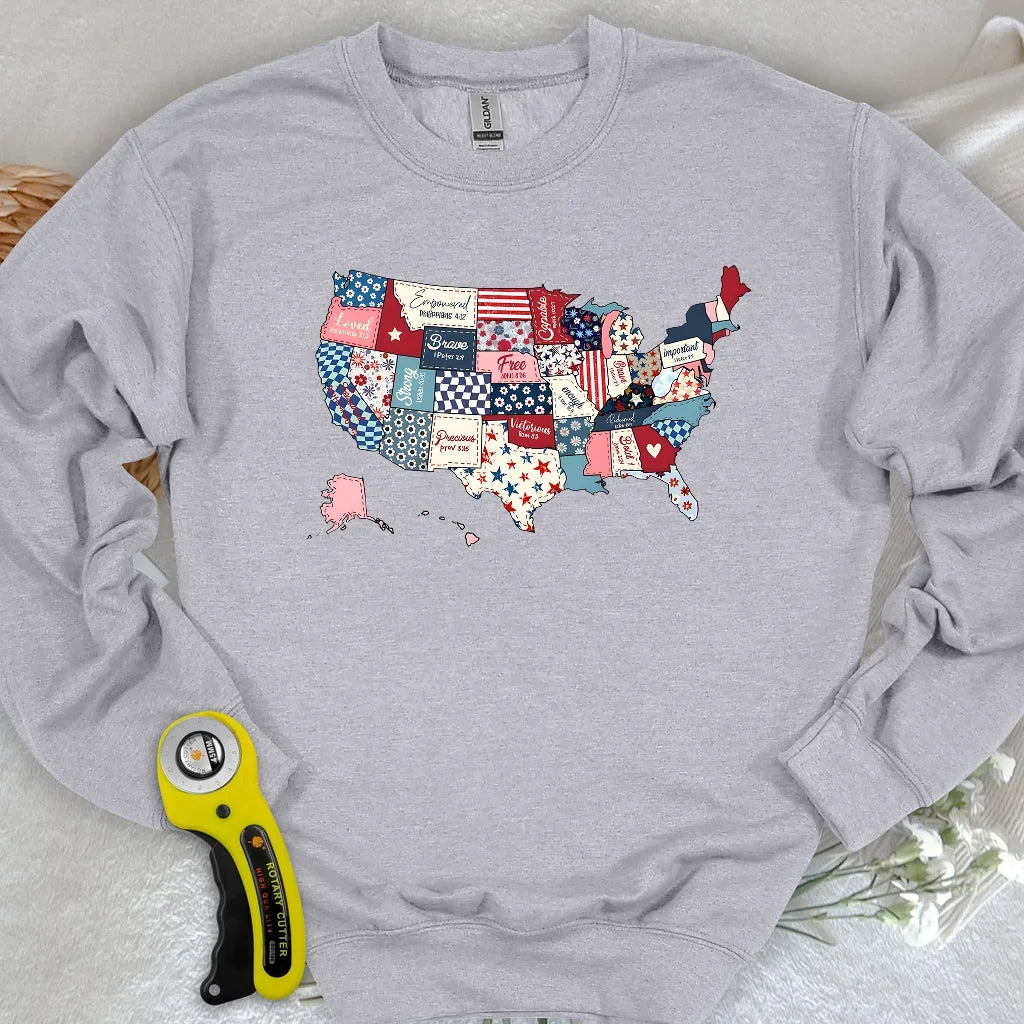 USA Quilt Map Sweatshirt