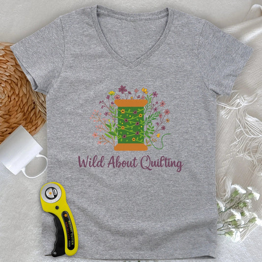 Wild About Quilting Lady V-neck
