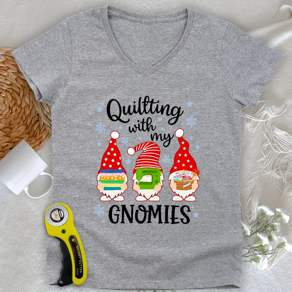 With My Gnomies Lady V-neck