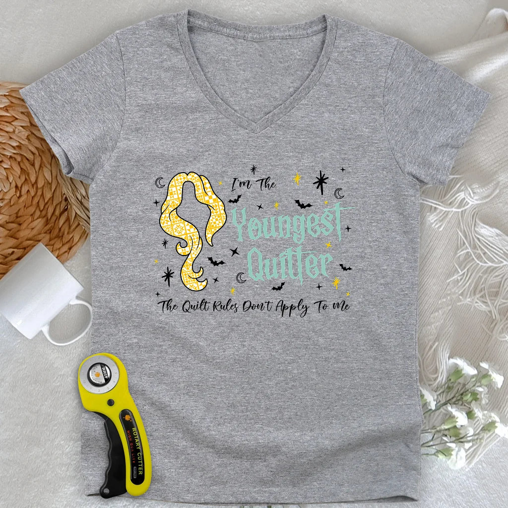 Youngest Quilter Lady V-neck