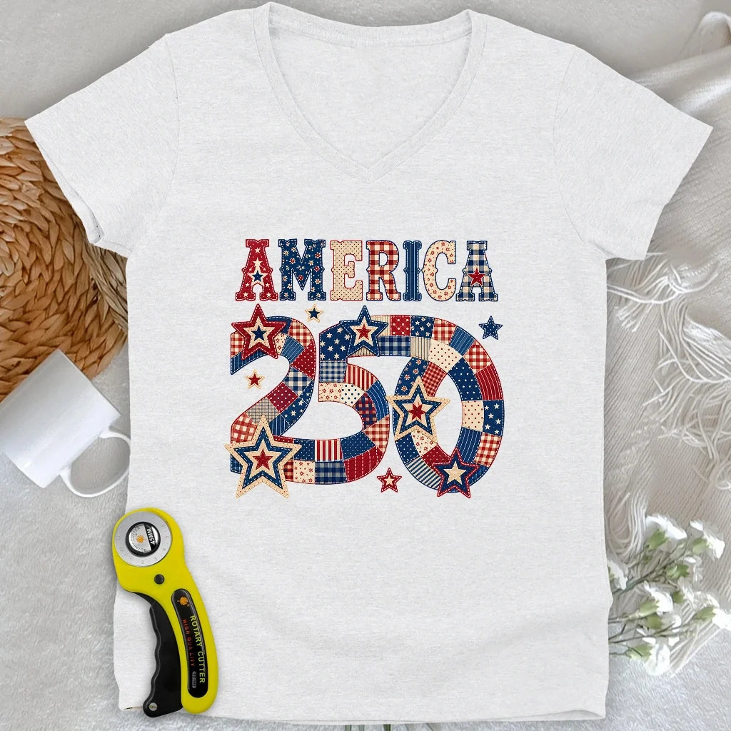 America 250 Lady V-neck