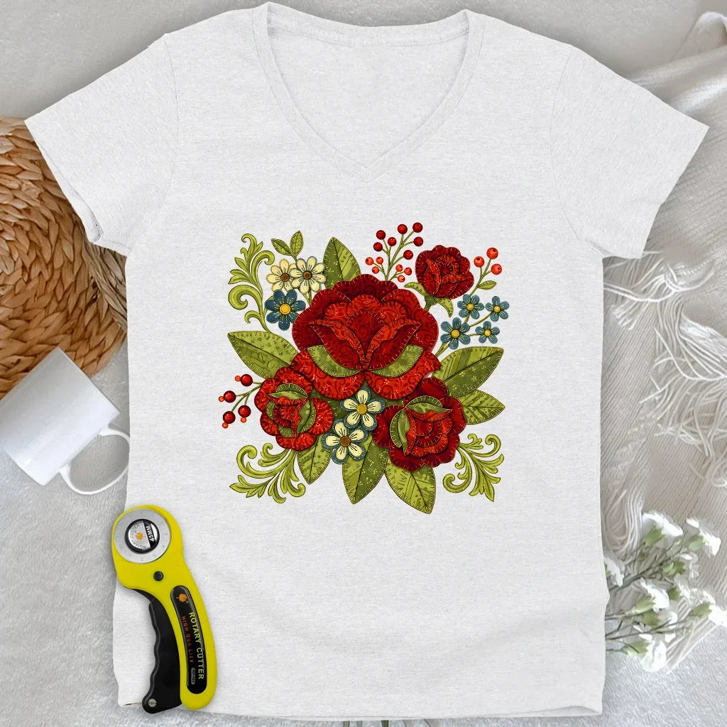 Appliqué Nerd Lady V-neck