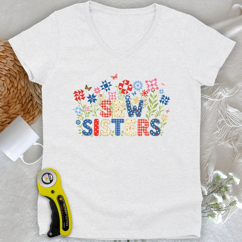 Appliqué Sew Sisters Lady V-neck