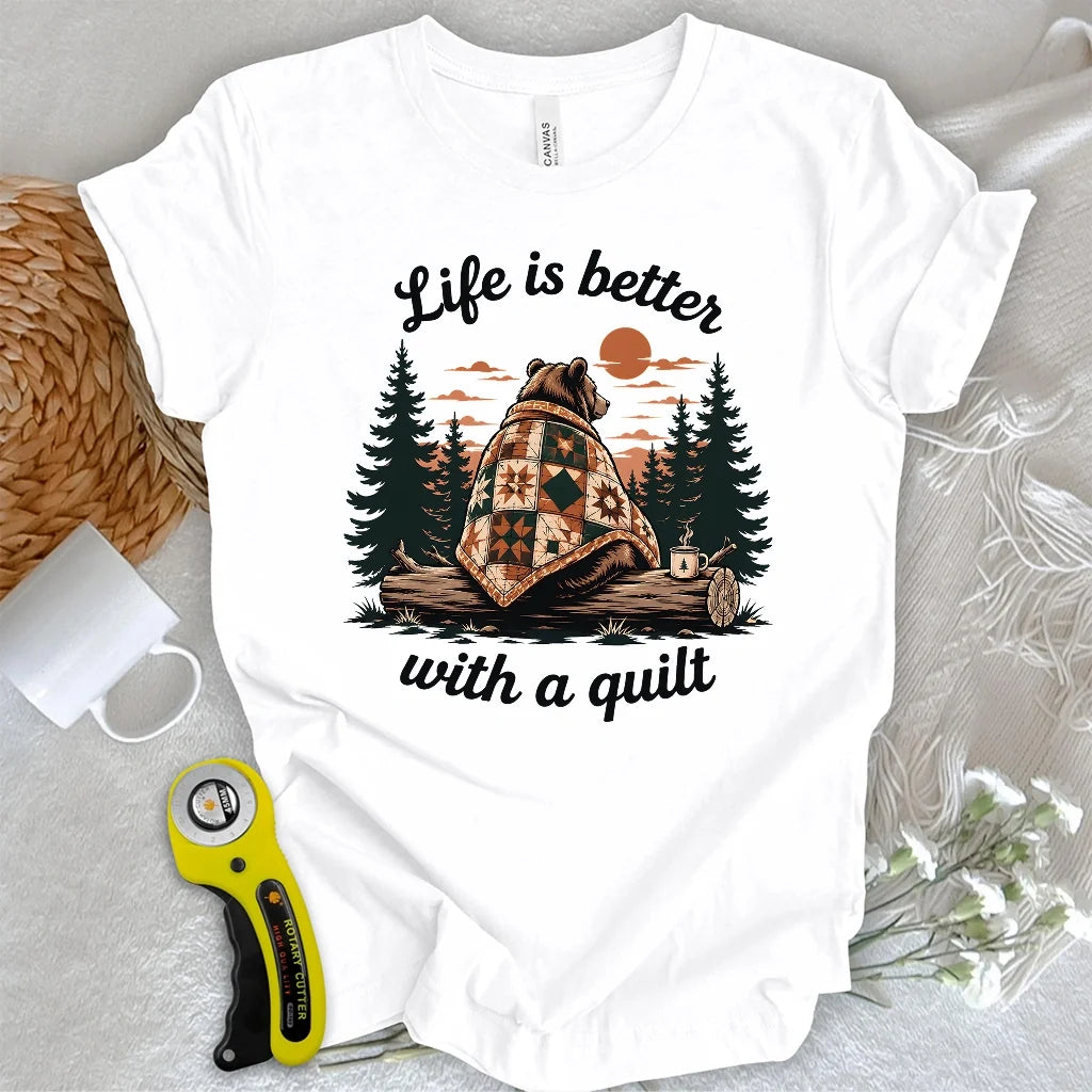 Bear Wrapped in Quilts T-shirt