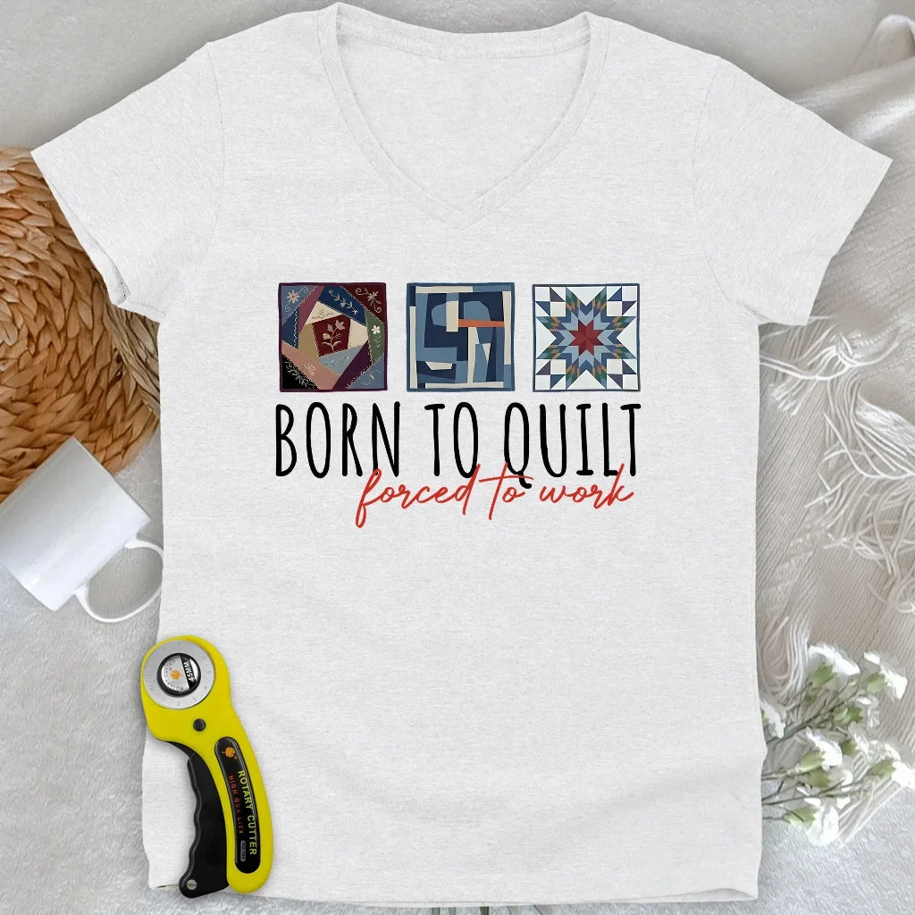 Forced to Quilt Lady V-neck