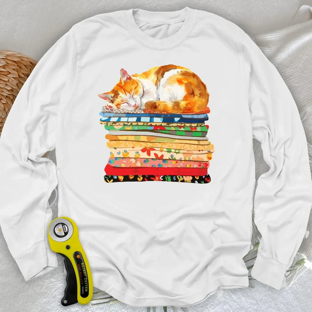 Cat And Fabric Long Sleeve T-shirt