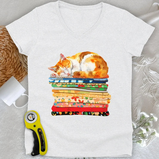 Cat And Fabric Lady V-neck