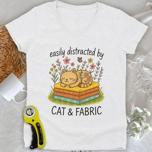Cat Nap for Quilters Lady V-neck