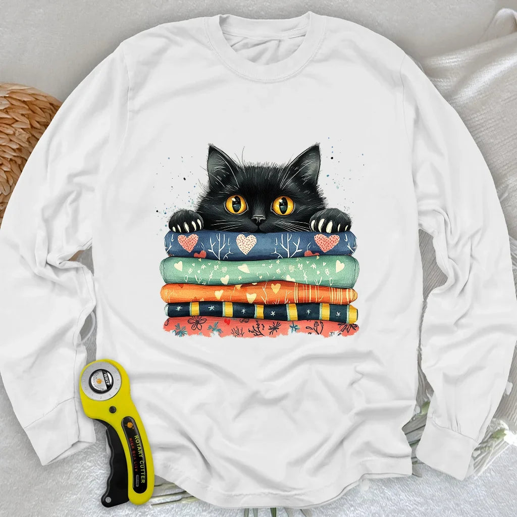 Cat On The Fabric Long Sleeve T-shirt