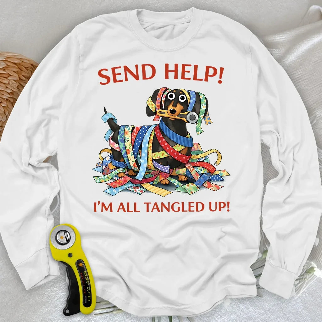 Fabric Strip Mess Long Sleeve T-shirt