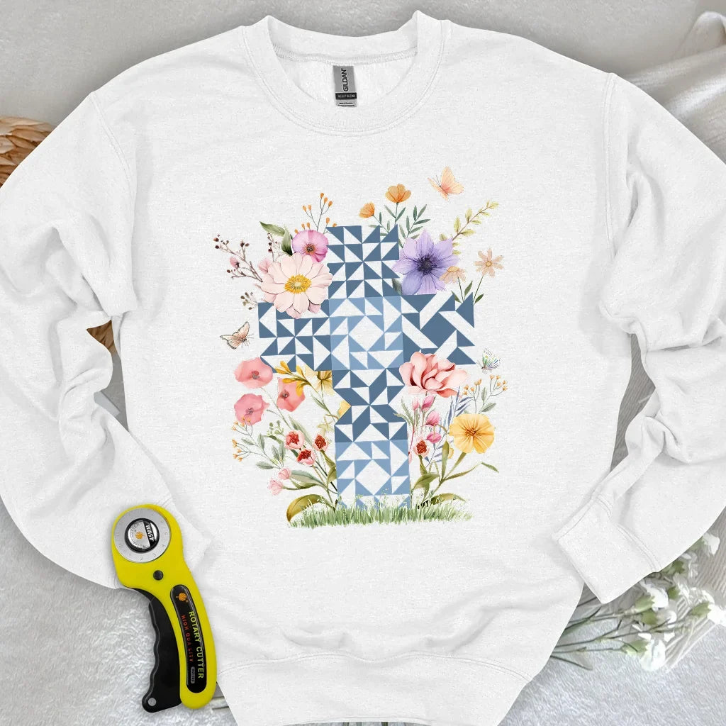 Floral Faith Quilt Sweatshirt