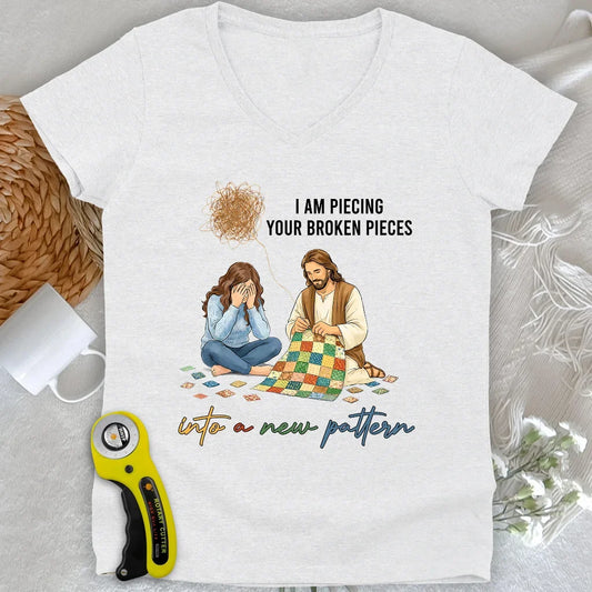 God Piecing Broken Pieces Lady V-neck