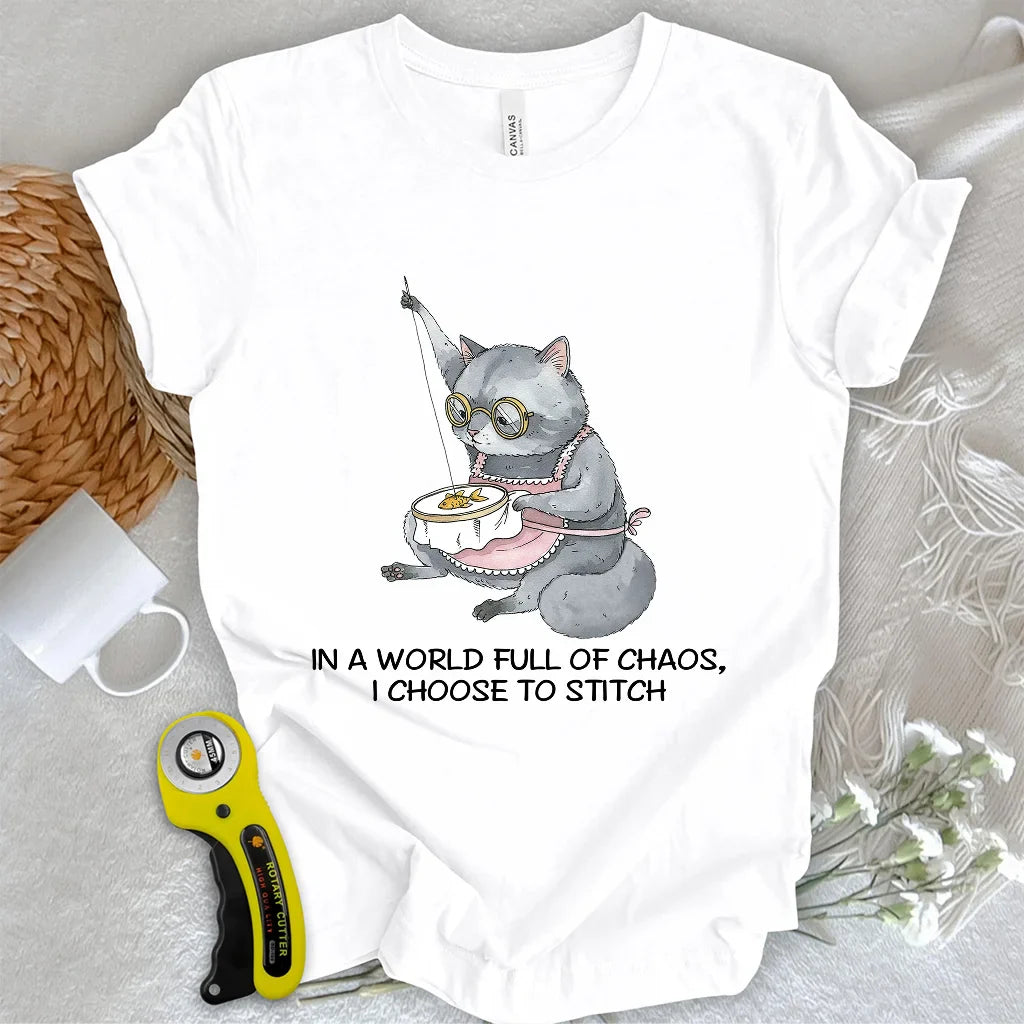 Granny Cat Sewist T-shirt