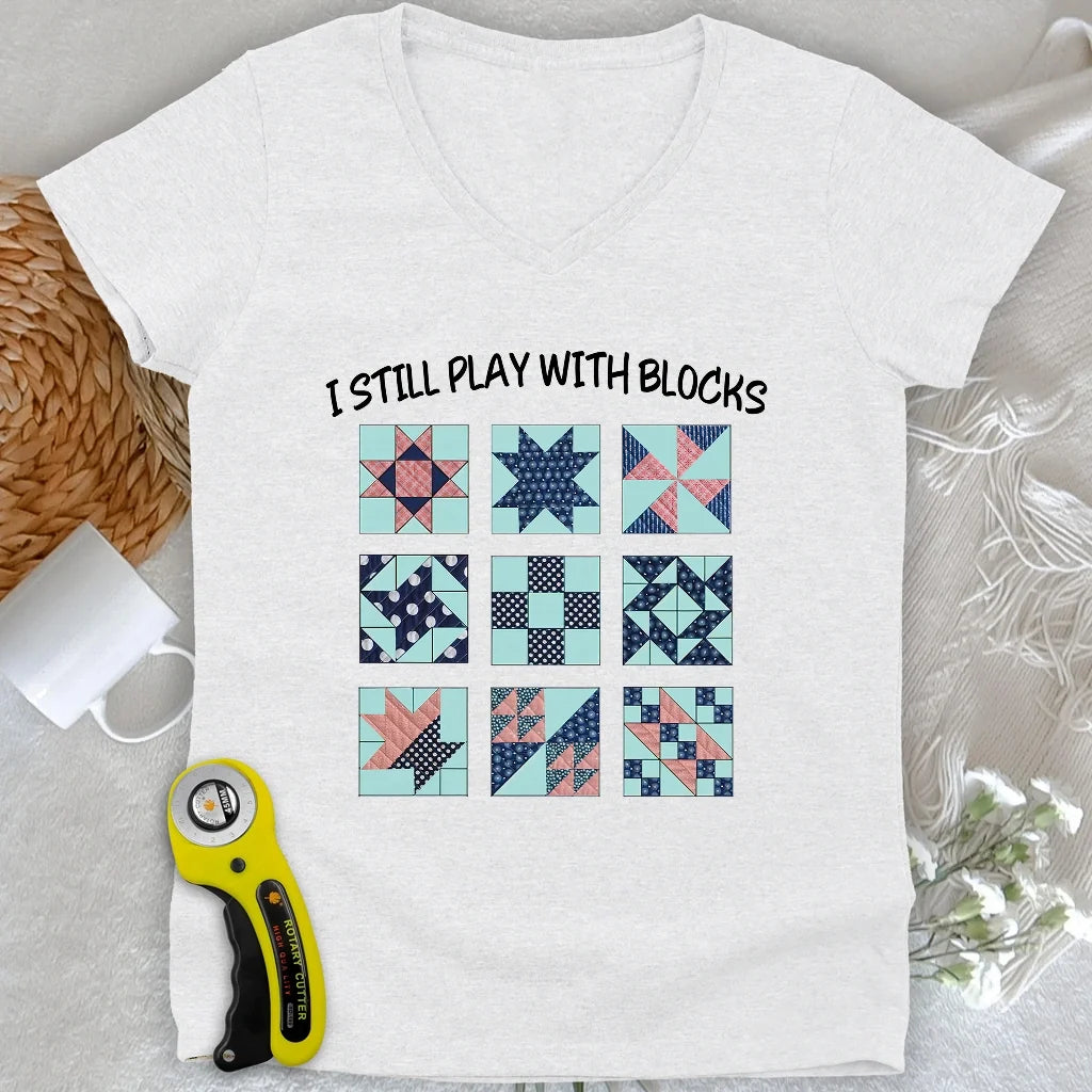I Still Play With Block Lady V-neck