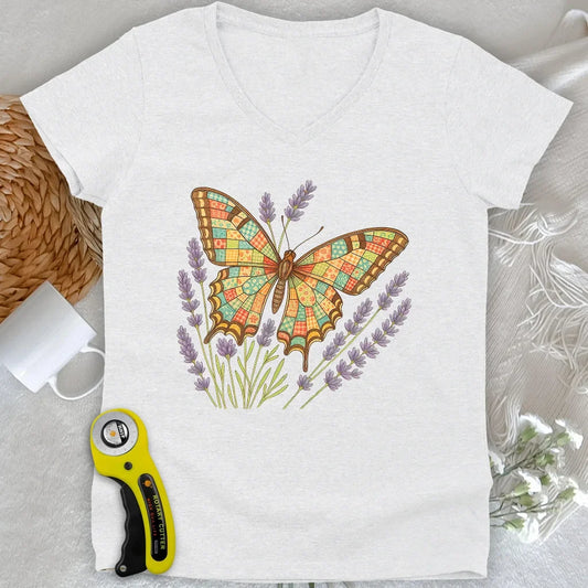 Patchwork Butterfly Lady V-neck