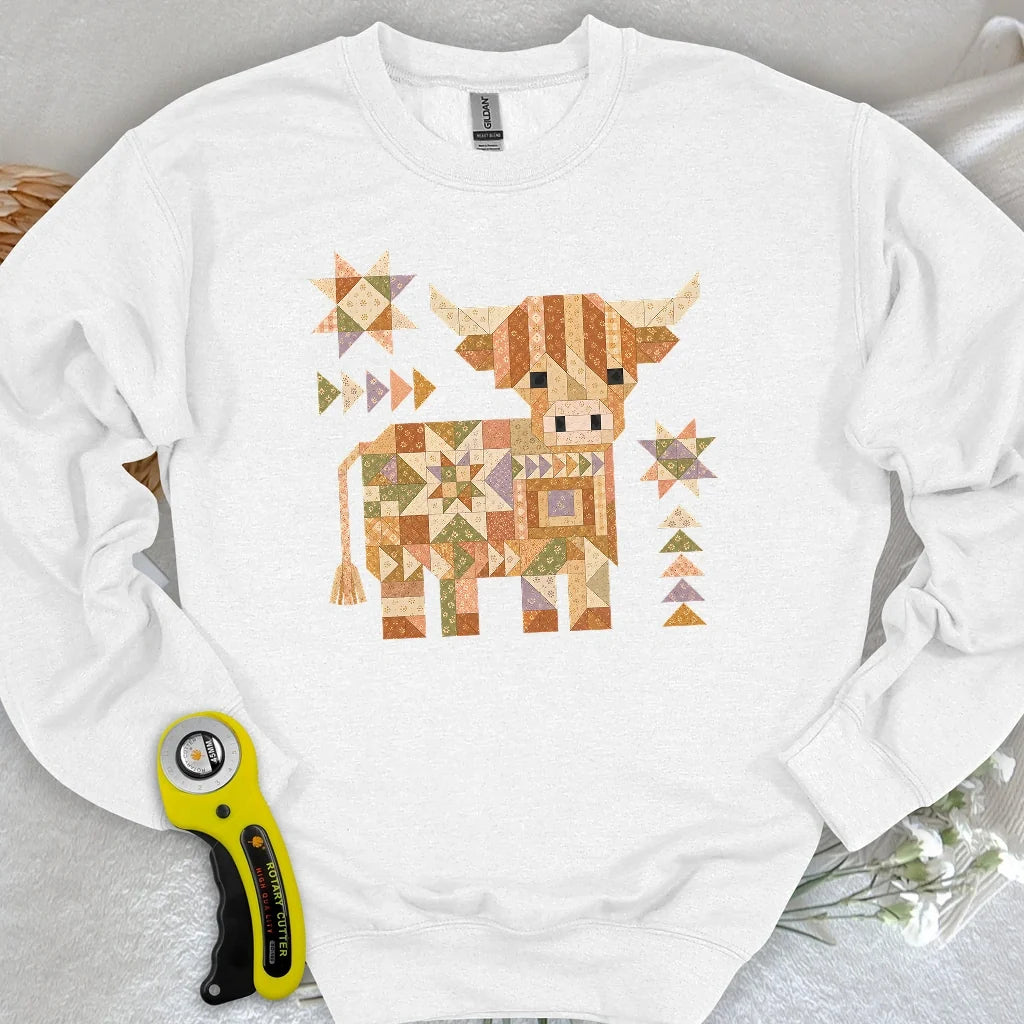 Patchwork Highland Cow Sweatshirt