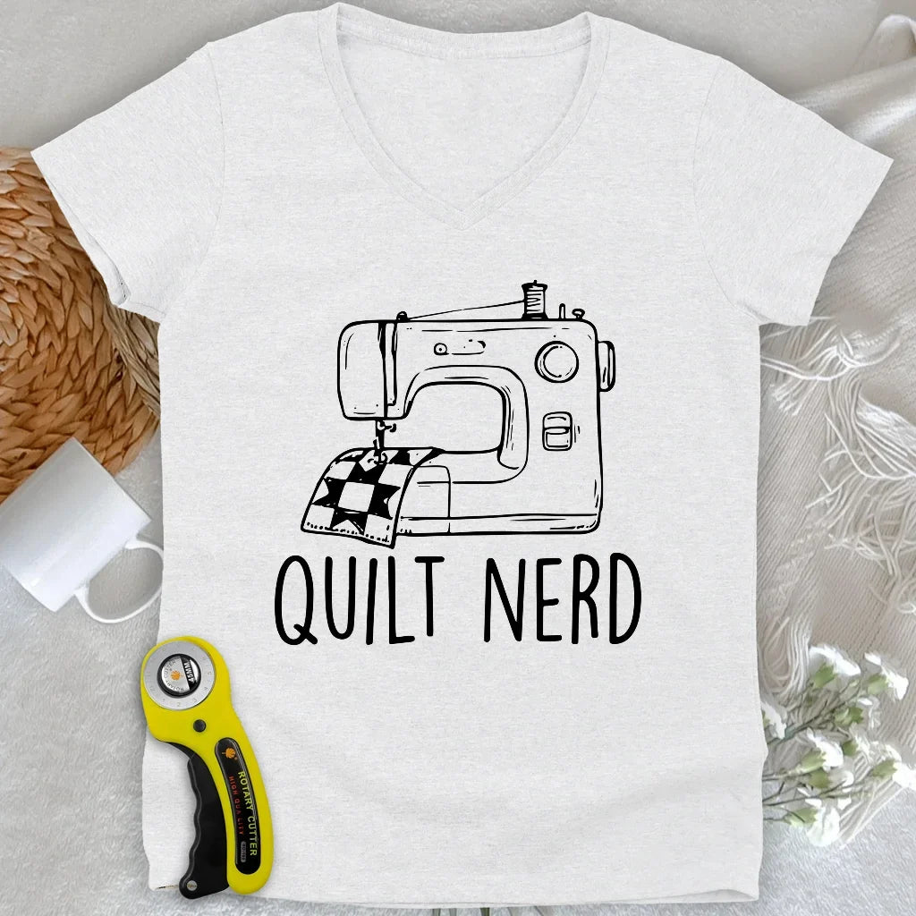 Quilt Nerd Lady V-neck