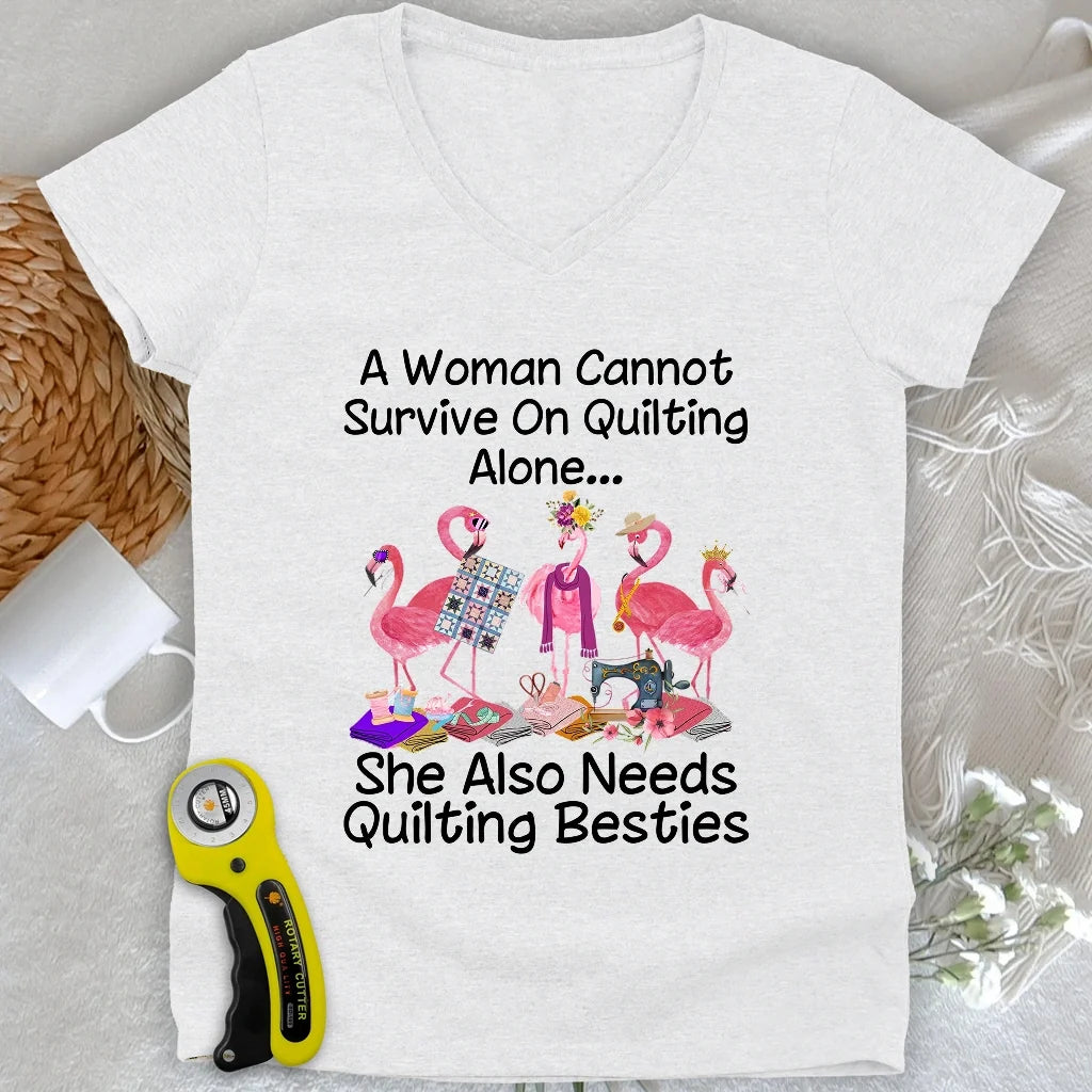 Quilting Besties Lady V-neck