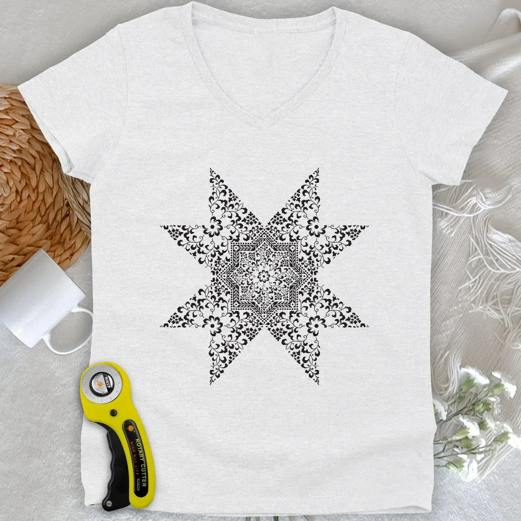 Quilting Mandala Lady V-neck