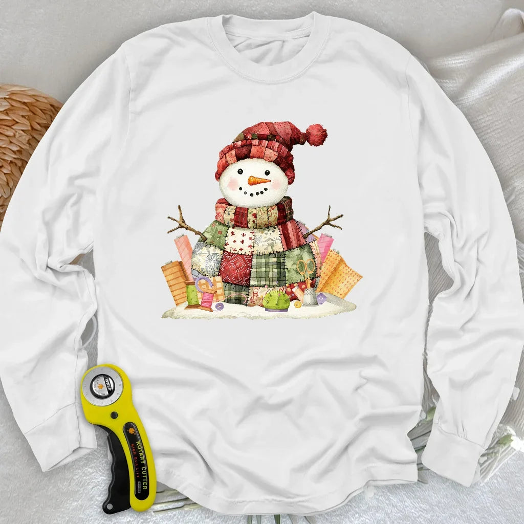 Quilting Snowman Long Sleeve T-shirt