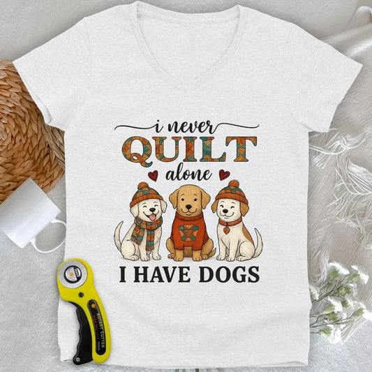 Quilting with Paws Lady V-neck