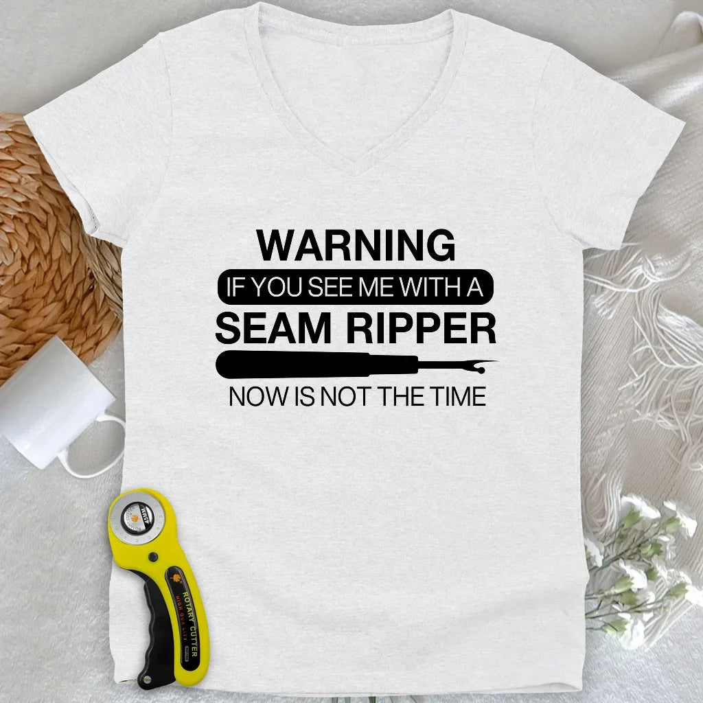 Seam Ripper Warning Lady V-neck