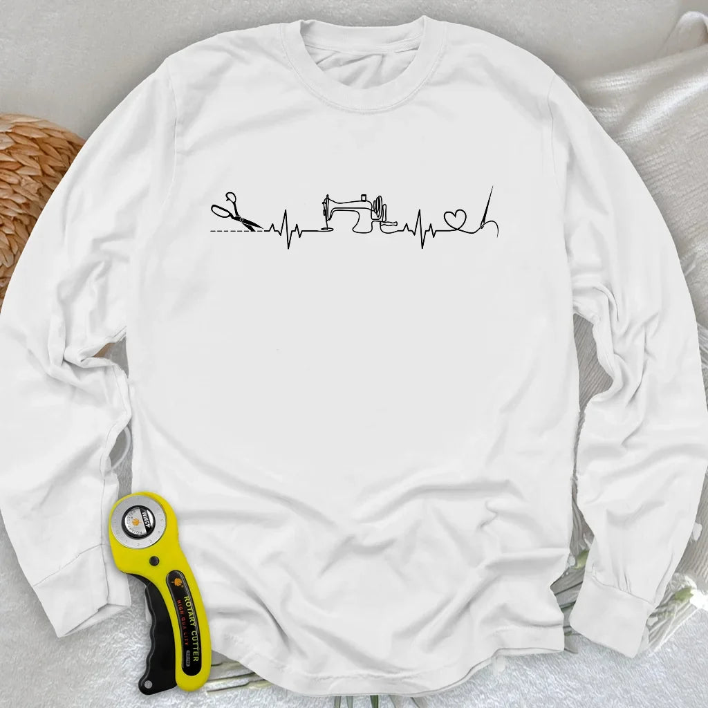 Sewing Heartbeat Long Sleeve T-shirt