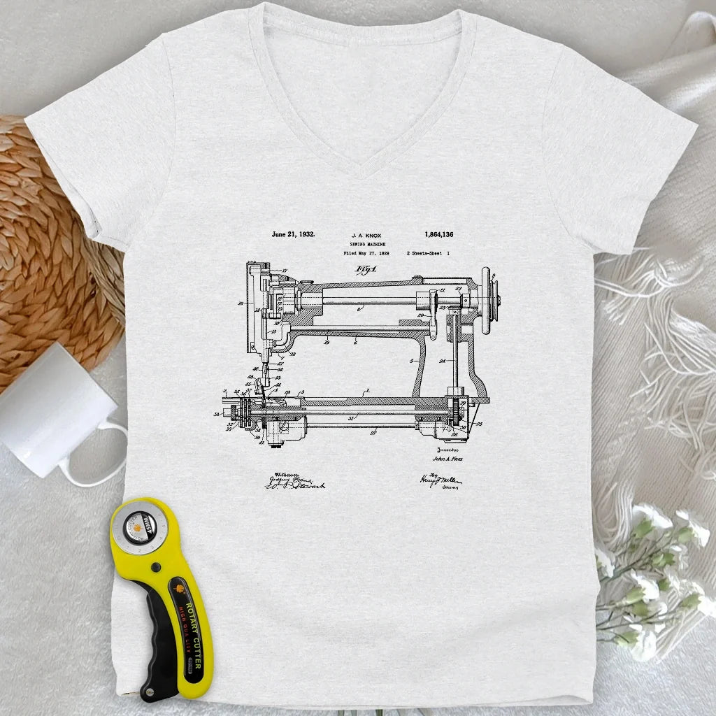 Sewing Machine Lady V-neck