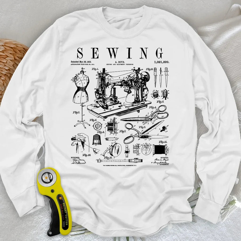Sewing Tools Pattern Long Sleeve T-shirt